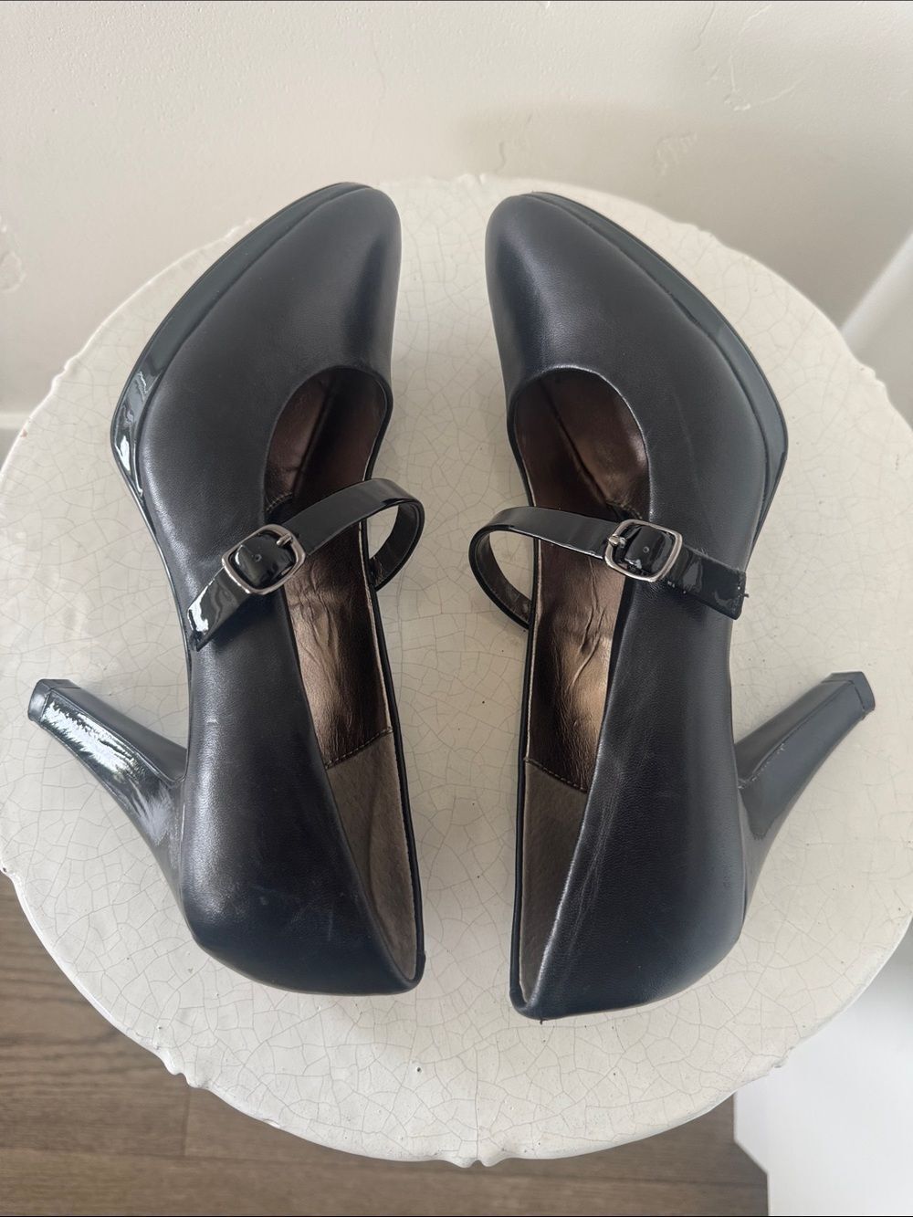 Sofft Women’s Black Leather Mary Jane Heels Pumps Low Platform Size 7.5 EUC - Picture 6 of 12
